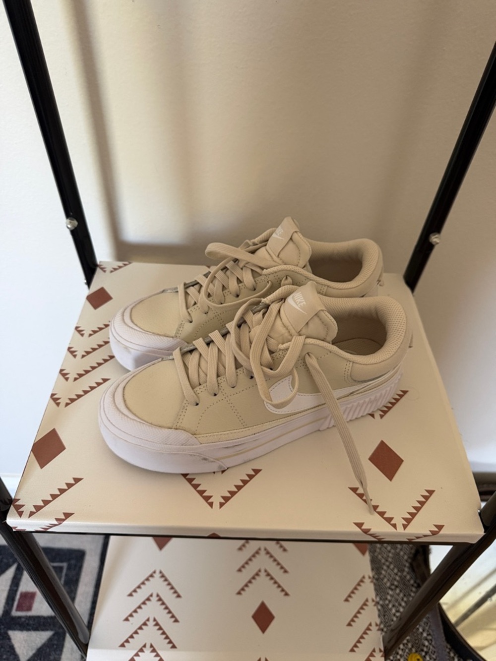 Nike Beige Platform Sneakers with White Sole